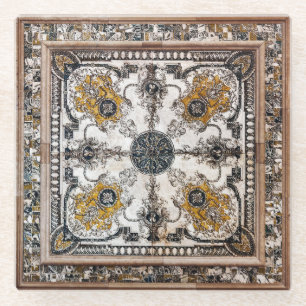 Arabesque Marmortextur Vintage Patchwork Glasuntersetzer