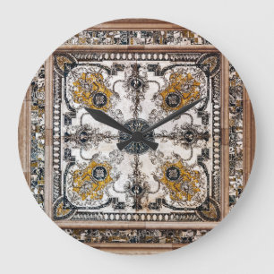 Arabesque Marmortextur Vintage Patchwork Große Wanduhr