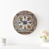 Arabesque Marmortextur Vintage Patchwork Große Wanduhr (Zuhause)