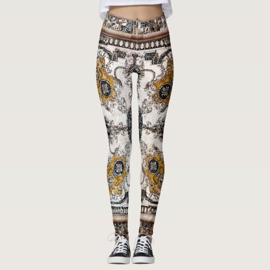 Arabesque Marmortextur Vintage Patchwork Leggings (Vorderseite)