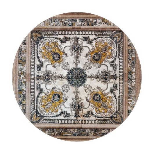 Arabesque Marmortextur Vintage Patchwork Schneidebrett (Vorderseite)