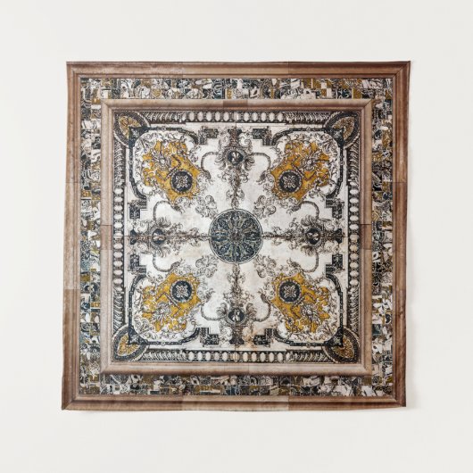 Arabesque Marmortextur Vintage Patchwork Wandteppich (Vorderseite)