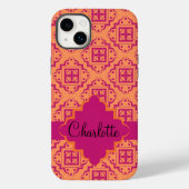 Arabesque marokkanischer Orange Magenta Name Perso Case-Mate iPhone Hülle (Rückseite)