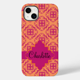 Arabesque marokkanischer Orange Magenta Name Perso Case-Mate iPhone 14 Plus Hülle