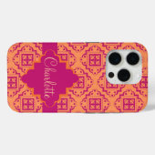 Arabesque marokkanischer Orange Magenta Name Perso Case-Mate iPhone Hülle (Rückseite (Horizontal))
