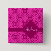 Arabesque Marokkanisches Magenta Name Abzeichen Button (Vorderseite)