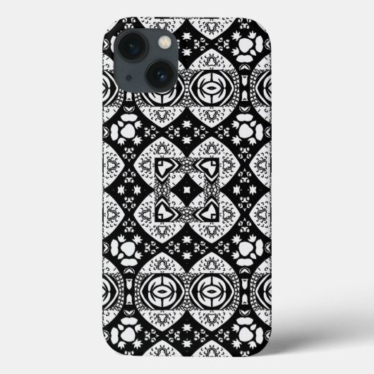 Arabesque Mosaik Fliesenmuster Schwarz-Weiß Case-Mate iPhone Hülle (Rückseite)