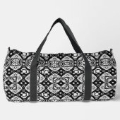 Arabesque Mosaik Fliesenmuster Schwarz-Weiß Duffle Bag (Vorderseite)