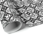 Arabesque Mosaik Fliesenmuster Schwarz-Weiß Geschenkpapier (Rolleneckpunkt)