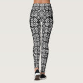 Arabesque Mosaik Fliesenmuster Schwarz-Weiß Leggings (Rückseite)