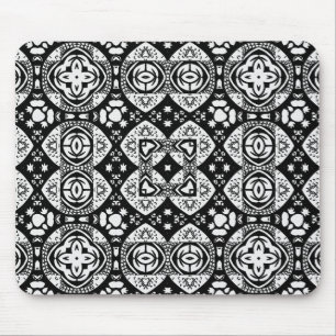 Arabesque Mosaik Fliesenmuster Schwarz-Weiß Mousepad