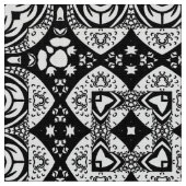 Arabesque Mosaik Fliesenmuster Schwarz-Weiß Stoff (Nahaufnahme)