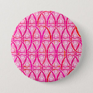 Arabesque-Muster - Erdbeere rosa Button