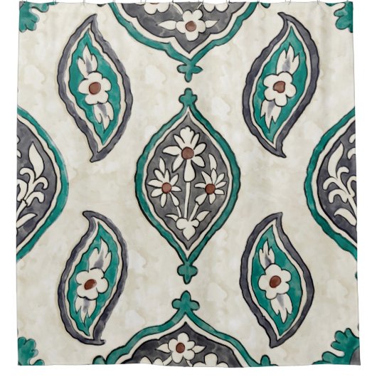 Arabesque nahtloses Muster mit Nachahmung von Blum Duschvorhang (Vorderseite)