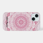 Arabesque Pink Mandala Fall iPhone 15 Hülle (Rückseite (Horizontal))
