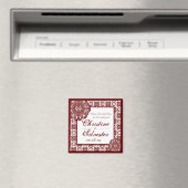 Arabesque Red Lace, Platz Save the Date Magnet (In Situ (Geschirrspüler))