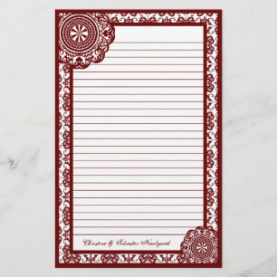 Arabesque Red Lace, Schreibwaren Briefpapier