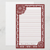 Arabesque Red Lace, Schreibwaren Briefpapier (Vorne/Hinten)