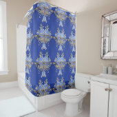 Arabesque Royal Blue Gold Muster Duschvorhang (Beispiel)