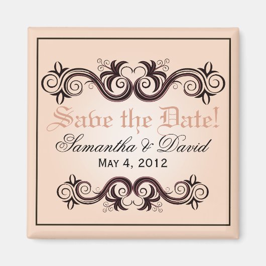 Arabesque Save the Date (Rosa rot) Magnet (Vorne)