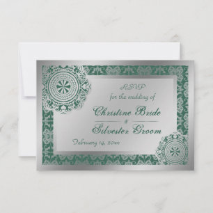 Arabesque Silver Lace, 3.5"x5" Hochzeit rsvp Einladung