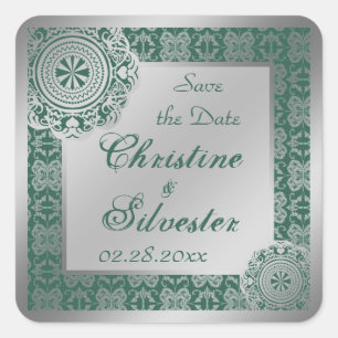 Arabesque Silver Lace, Save the Date Aufkleber