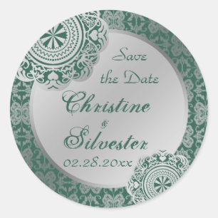 Arabesque Silver Lace, Save the Date Aufkleber