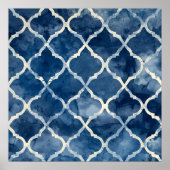 Arabesque Tile Pattern - Blaue geometrische Wand K Poster (Vorne)