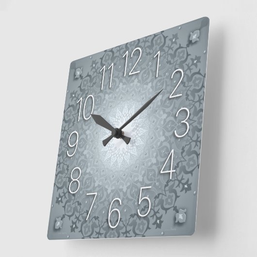 Arabesque Wall Clock grau Quadratische Wanduhr (Winkel)