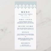 Arabesque Wedding Menu Card | Blaugrau Menükarte (Vorderseite)