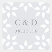 Arabesque Wedding Monogram Sticker | Grau (Vorderseite)