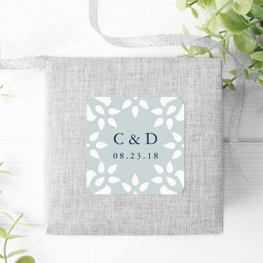 Arabesque Wedding Monogram Sticker | Mist