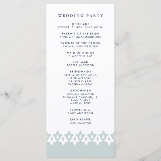 Arabesque Wedding Program | Blaugrau Programm (Rückseite)