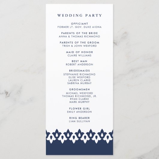 Arabesque Wedding Program | Dunkelblau Programm (Rückseite)