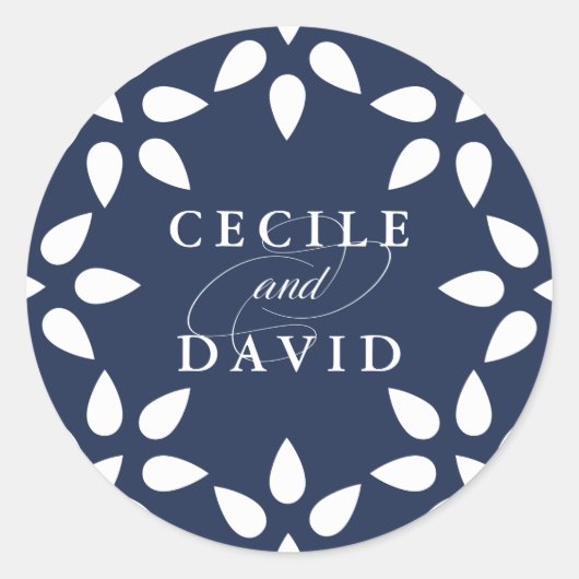Arabesque Wedding Sticker | Marine (Vorderseite)