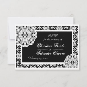 Arabesque White Lace, 3.5"x5" Hochzeit rsvp Einladung