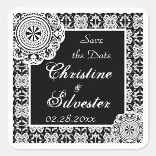 Arabesque White Lace, Save the Date Aufkleber
