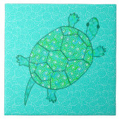 Arabesque, wirbelige Schildkröte - Meeresgrün Fliese (Vorderseite)