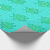 Arabesque, wirbelige Schildkröte - Meeresgrün Geschenkpapier (Ecke)