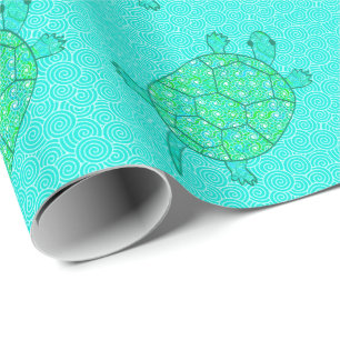 Arabesque, wirbelige Schildkröte - Meeresgrün Geschenkpapier