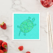 Arabesque, wirbelige Schildkröte - Meeresgrün Serviette (Beispiel)