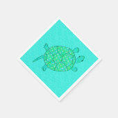 Arabesque, wirbelige Schildkröte - Meeresgrün Serviette (Ecke)