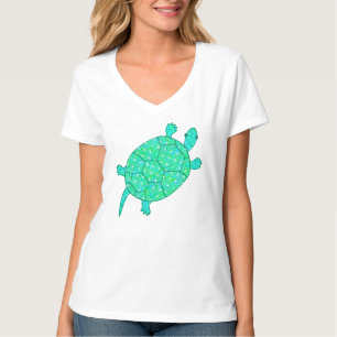 Arabesque, wirbelige Schildkröte - Meeresgrün T-Shirt