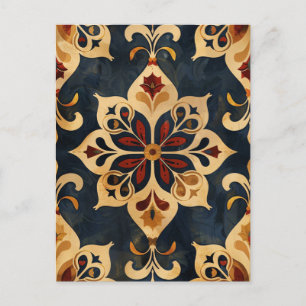 Arabesque Ziermuster Gold und dunkle Farben Postkarte
