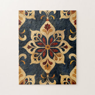Arabesque Ziermuster Gold und dunkle Farben Puzzle