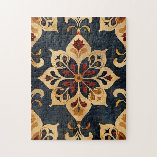 Arabesque Ziermuster Gold und dunkle Farben Puzzle (Vertikal)