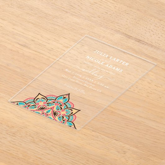 Arabian Art Nouveau Floral Arc Mandala Wedding Acryleinladungen (Ablage )