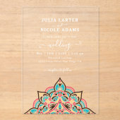 Arabian Art Nouveau Floral Arc Mandala Wedding Acryleinladungen (Vorderseite)