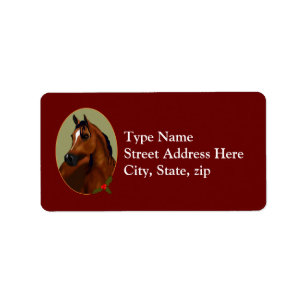 Arabian Horse Christmas Cameo Label Adressaufkleber