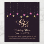 Arabian Night Magenta und Gold Stars Weinetikett (Einzelnes Label)